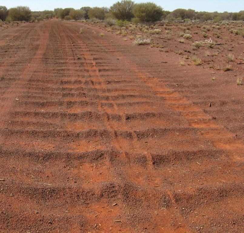 Corrugations in ironstone gravel