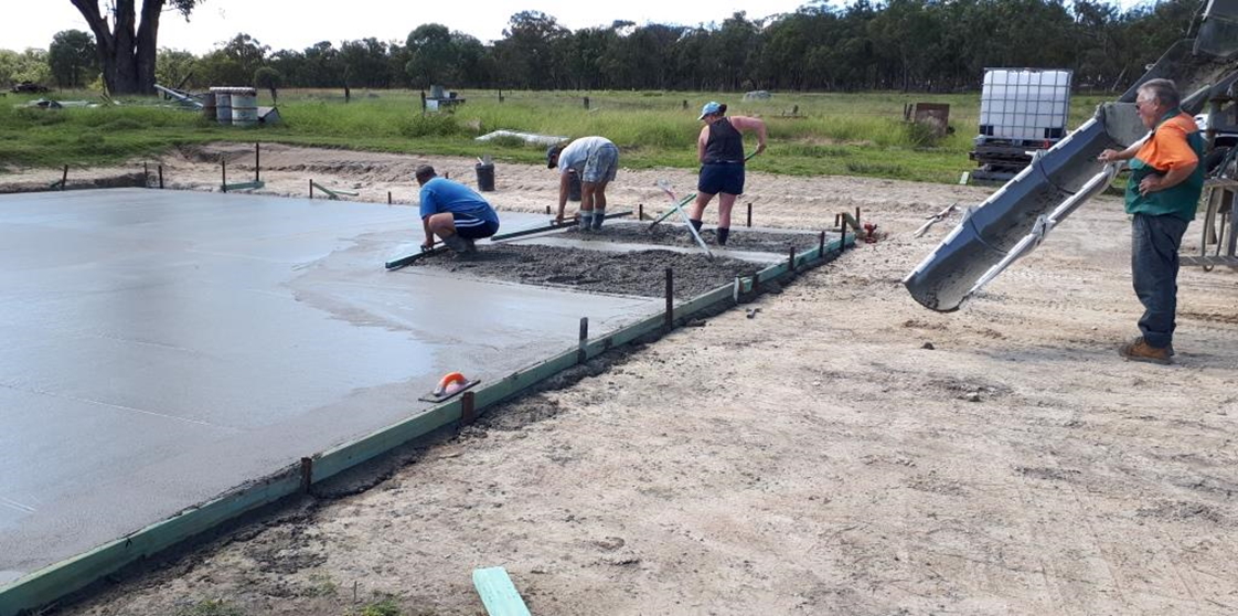 Concreting shed base
